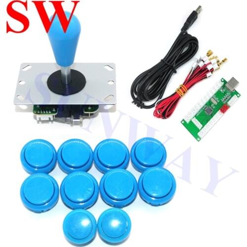 Arcade Joystick DIY 1 player LED USB Encoder+Sanwa 5Pin Joystick+ 30mm Push Buttons+Wire Cables For Arcade Game for MAME