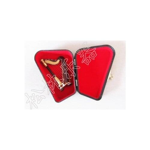 BAIYUANMini Harper Model Harp Decoration Wooden Harp Model Decorative Gift Belt Case
