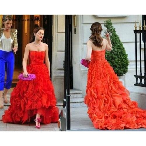 Free Shipping Red Prom Dress In Paris New Custom Made High Low Formal Party Gown