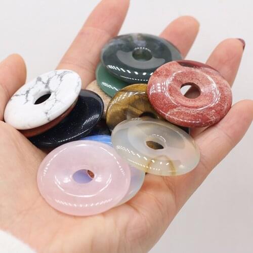 Natural Stone Beads, Large Holes, Round Loose Handmade Retro Trend OL Jewelry Necklace Sweater Chain Accessories 35x35mm