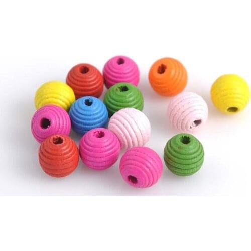 14mm 50Pcs Mixed Color Natural Whorl Wave Wooden Round Ball Spacer Beads for Diy 2018 New MT1143-14mm