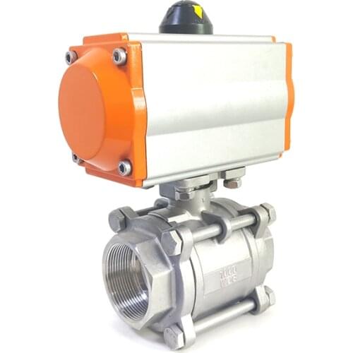 DN8 Three piece High Platform Pneumatic Ball Valve Stainless steel Q611F-16P Double Acting Cylinder