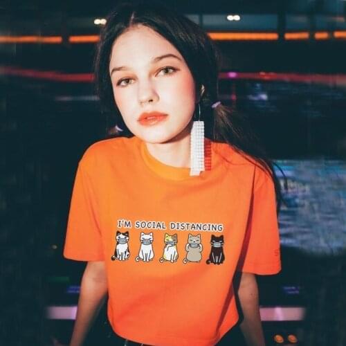 Cute Cat Graphic T Shirt Women Ullzang Grunge Cute T-shirt Kawaii Funny Cartoon Tees Short Sleeve Casual Cotton Oversized Tops