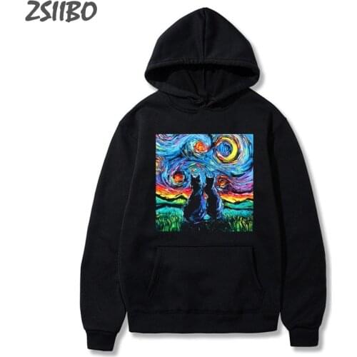 Hoodies Unisex Ukiyo-e Kanagawa Van Gogh Oil Surfing Wave Printed Hoodies Men Sweatshirt Streetwear 2019 Harajuku Pullover Coat