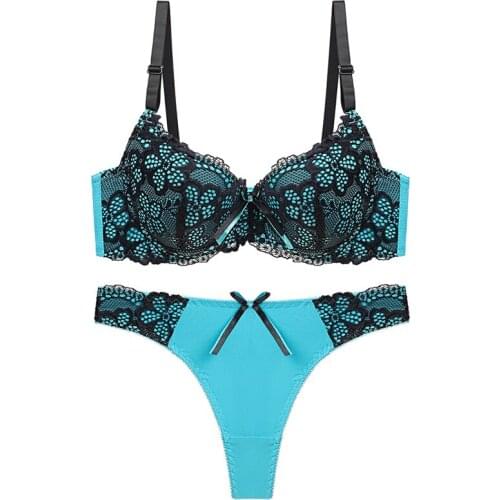 Hot Sale Sexy Lingerie Bra Set Lace Underwear Women Adjustable Lenceria Underwire Bralette Sexy Thong Push Up Bra and Panty Sets