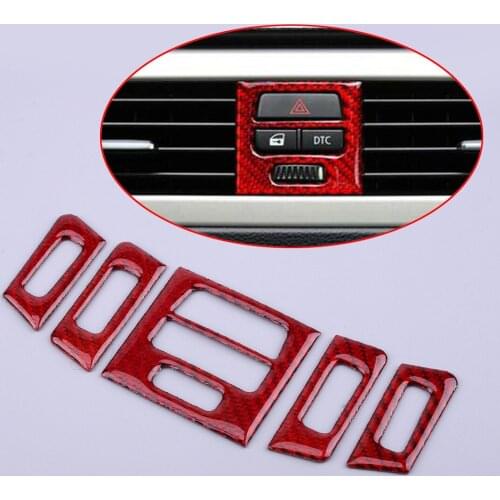 Red Carbon Fiber Air Conditioner Outlet Cover Trim Cap Fit For BMW 3 Series E90 E92 E93 2005 2006 2007 2008 2009 2010 2011 2012