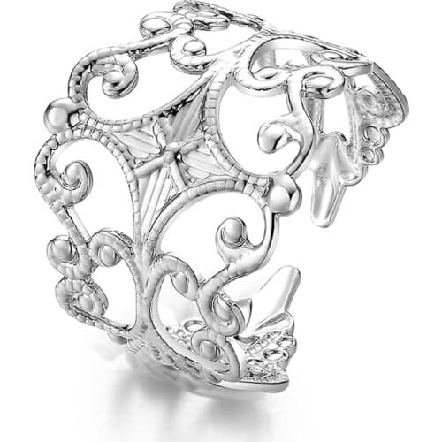 Fashion Geometric Hollow-out Crown Rings 925 Sterling Silver Gold Color Party Wedding Ring Jewelry Charm Rings For Women Men