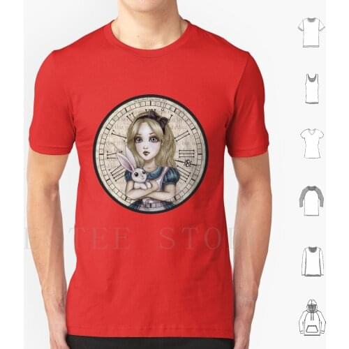 Alice In T Shirt Men Cotton 6Xl Alice In Queen Of Hearts Hatter Tea Time Rabbit Late Poker Alice Through The Mirror Fantasy