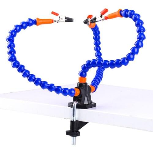NEWACALOX Desk Clip PCB Soldering Holder 3X Magnifier with LED Light Welding Helping Hand Flexible Arm Soldering Third Hand Tool
