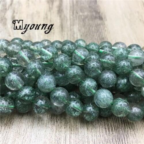 Natural Genuine Smooth Green ghost Crystal Stone Loose Beads,Green Quartz Round Beads For DIY Jewelry 5 Strands/lot MY2075