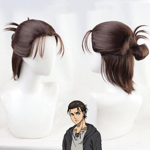 Attack on Titan Eren Jaeger Cosplay Wig Brown Brown Women Mens Heat Resistant Synthetic Hair Wigs + Wig Cap