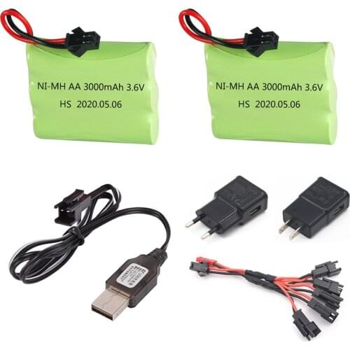 3.6V 3000mah AA NI-MH Rechargeable Battery with Charger For RC Car Robot Tank Train Gun Boat parts AA 3.6v 2400mah Batteries set