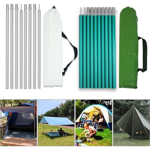 2pcs 6ft Adjustable Tent Poles Collapsible Camping Tarp Tent Pole Aluminum Tent Support Rods Lightweight Canopy Pole Replacement