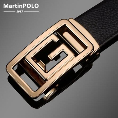 MartinPOLO Brand Mens Belt Automatic Buckle Genuine Leather Belts for Man Jeans Top Quality Famous Brand Male Strap MP04103P