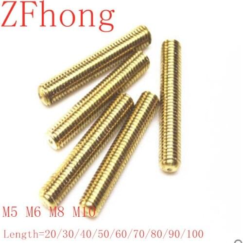 10PCS M5 M6 M8 M10*20/30/40/50/60/70/80/90/100 Metric BrassThread Rod Bar Copper Full Thread Stud