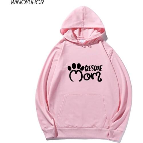 Rescue Mom Letter Printed Sweatshirts Tops Women New Autumn Winter Pullovers Funny Harajuku Hoodies For Ladies Girl