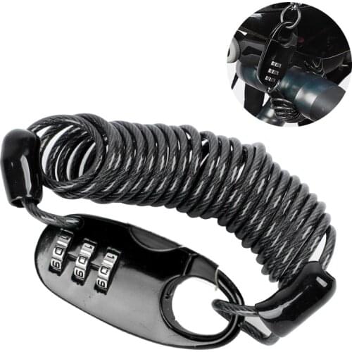 WEST BIKING Bicycle Lock Anti-theft Mini Helmet Lock Motorcycle Cycling Scooter 3 Digit Combination Password Safety Cable Lock