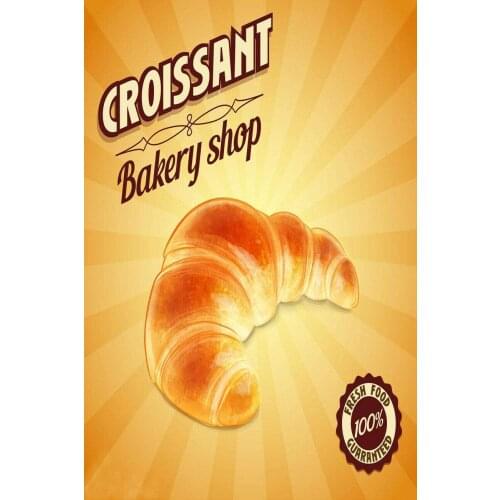 Vintage Retro Metal Tin Sign Croissant Bakery Home Bar Kitchen Wall Decor Sign 12X8Inch