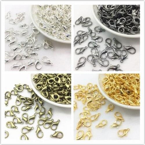 50pcs 302model 12mm Alloy lobster clasp hooks fashion jewelry finds for necklaces and bracelets DIY making
