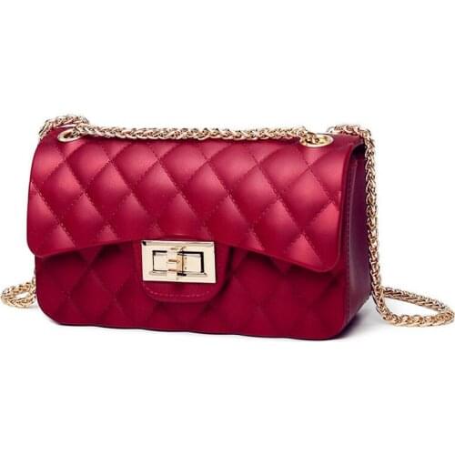 New ins rhombus shoulder bag Korean version of the wild Diagonal package Classic solid color net red women bag