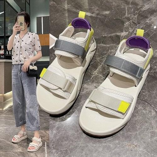 Womens sandals casual student sandals 2021 summer new style European and American beach shoes Velcro platform shoes