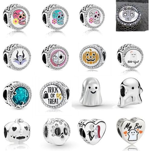 New Fashion High Quality 925 Silver Happy Halloween Jewelry Haunted House Taro Pumpkin Beaded Original Women DIY Production