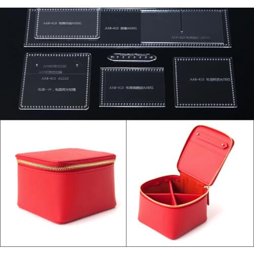 1set 2019 DIY leather craft Cosmetic bag sewing pattern Acrylic template 10*10*7cm