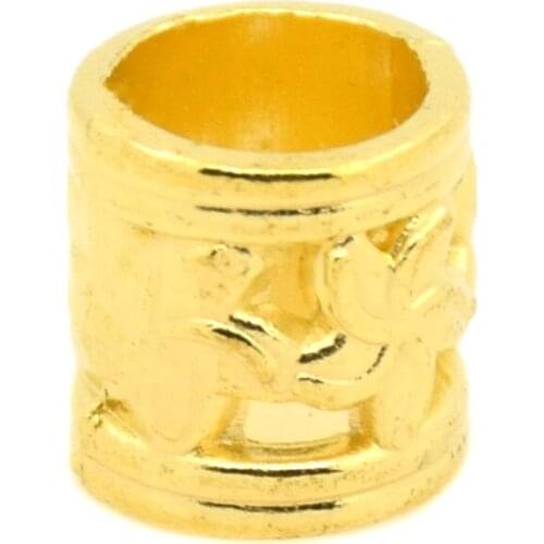 20Pcs Golden Dreadlocks Big Hole Beads Metal Carved Tube Spacers Beads For Jewelry Making 10x10mm