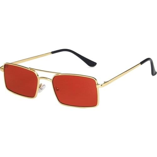 2020 Square Women Sunglasses Alloy Metal Small Frame Clear Double Mens Sun Glasses Women Vintage Chic Female Shades Red Yellow