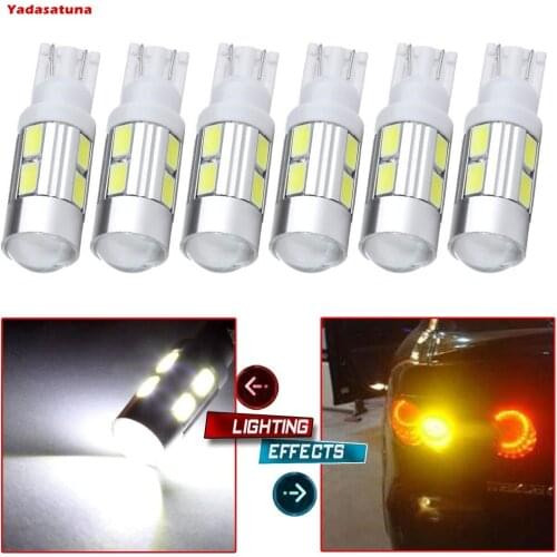 4Pcs White 6000k T10 W5W Wedge 168 194 921 High Power 5730 10SMD Bulb Epistar LED Light Lamps