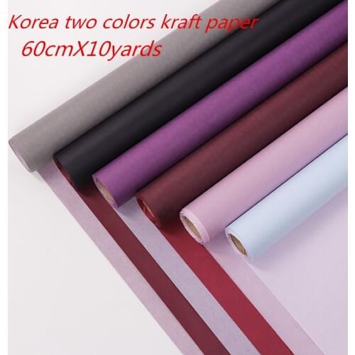 60cm X 10yards Two Color Kraft Paper Roll DIY Gift Wrapping Paper Craft Florist Supplies Flower Decor Origami Papier Scrapbook