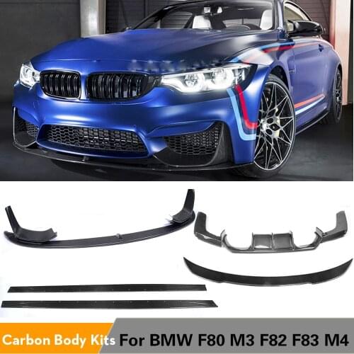 Car Front Bumper Lip Rear Diffuser Spoiler Side Skirts for BMW F80 M3 F82 F83 M4 14-19 Sedan Convertible Carbon Fiber Body Kits