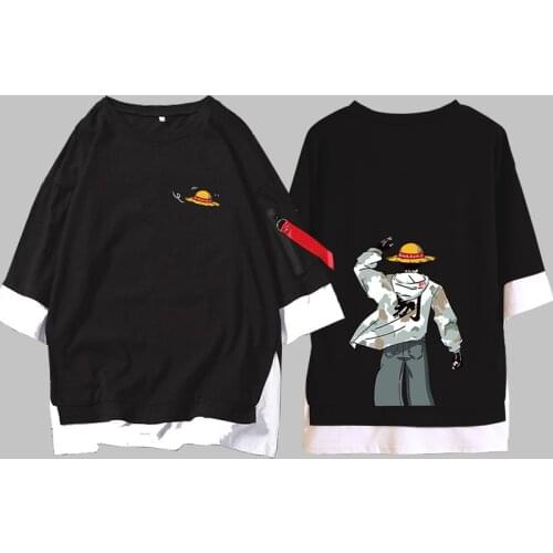 One Piece Cartoon T shirt Fashion Anime Clothing Back Color Luffy T-shirt For Men Casual t Shirts Streetwear Unisex Top