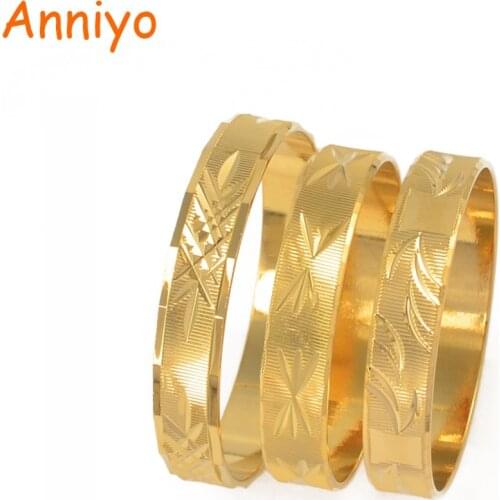Anniyo (1 PIECE) Baby Bangle Bracelets Trendy Gold Color Small Size Jewery for Child African Arabian Baby Birthday Gifts #068702