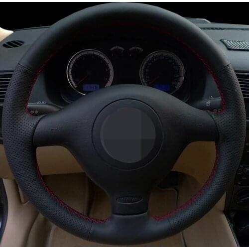 DIY Black Faux Leather Car Steering Wheel Cover For Volkswagen VW Golf 4 (MK4) 1997-2003 Passat B5 1996-2005 Polo MK6 1999-2005