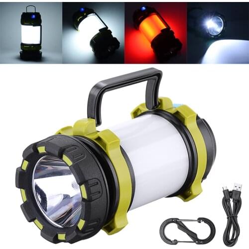 For Outdoor Camping Hiking 1pc LED Rechargeable Search Light USB LED Flashlight 2 Side Night Light Lamp Hand Handle Spotlight
