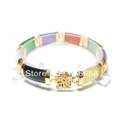 EXQUISITE MULTI-COLOR JADE FORTUNE Link BRACELET