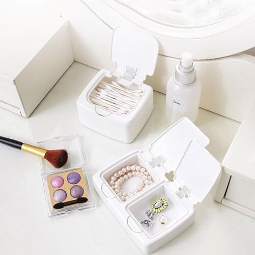 Storage Box With Cover Dust-proof Rectangular Makeup Organizer White Plastic Case Home Daily Supplies Organizing Storage Boxes