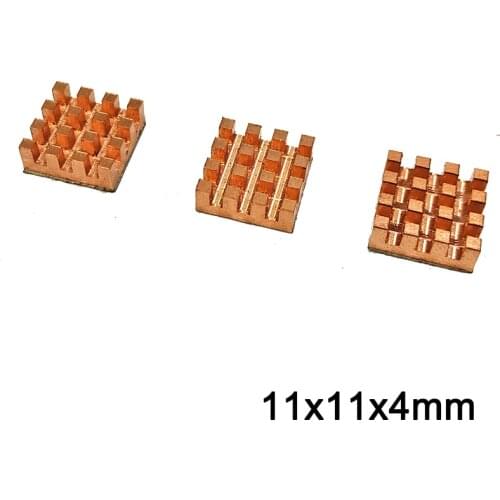 3pcs Pure Copper Mini Heat Sink Memory RAM Adhesive Back Cooling For VGA DDR MOS GPU IC Chipset Radiator Cooler 11x11x4mm
