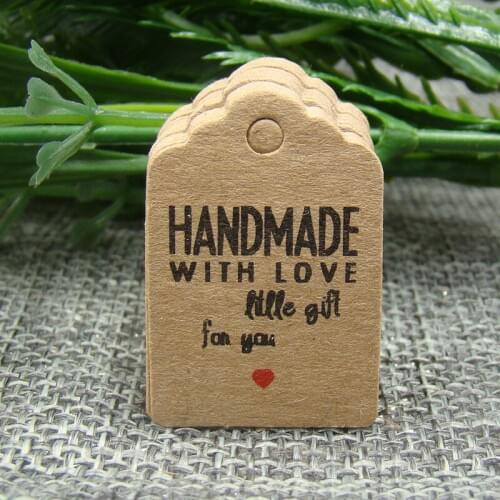 2017 new scallop handmade hang tag 100ps per lot kraft paper gift tag label for wedding/candy/baby gift products tagging package