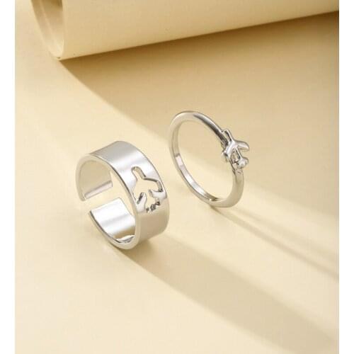New Hot Sale Airplane Lightning Matching Ring Is Suitable For couples, Adjustable To Match The Best Friend Fashion Ring Set