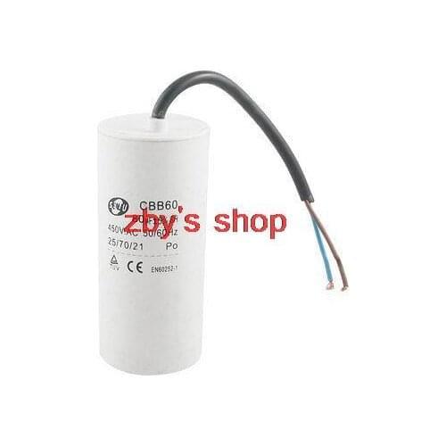 CBB60 Polypropylene Film 80uF 450V AC SH Motor Run Capacitor White