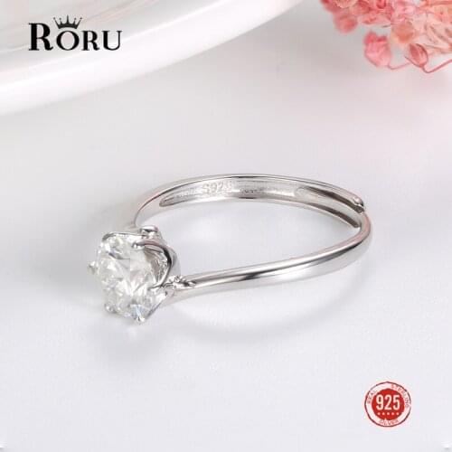 Real 925 Sterling Silver Finger Rings Moissanite Open Adjustable Ring for Women Wedding Engagement Ring Fine Jewelry
