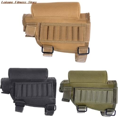 Adjustable Outdoor Tactical Butt Stock Rifle Cheek Rest Pouch Bullet Holder Nylon Riser Pad Ammo Cartridges Bag