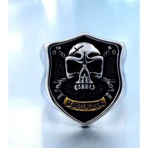 SECRET BOYS Domineering Skull Ring For Men Cool Biker Jewelry