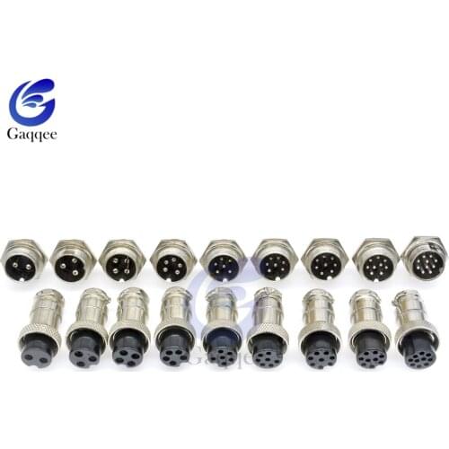 1set GX12 GX16 2/3/4/5/6/7/8/9/10 Pin Male+Female 16mm Circular Aviation Socket Plug Wire Panel Connector with Plastic Cap
