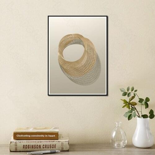 Modern Gold Wire Cage Creative Decorative Painting Simple Poster Decorative Painting Living Room Background Wall Sticker