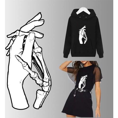 Punk Skull Iron Patches for Clothes DIY Clothing accessories Heat Transfer Printed Sticker Decoration Appliqued A-level Washable