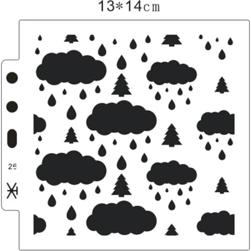 14.1*13 Rain clouds stencils Cover template spray plastic mold shield DIY cake hollow Embellishment printing lace ruler