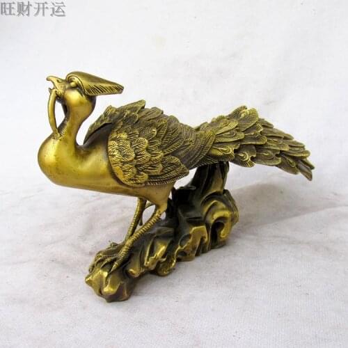 Boutique con arco de cobre Pavo Real king daming fengshui estatua de geomancia decoración familiar regalos artesanías de metal